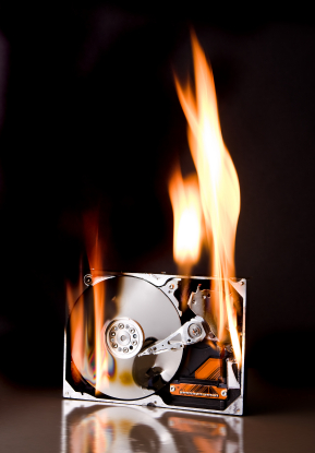 Hard disk on fire